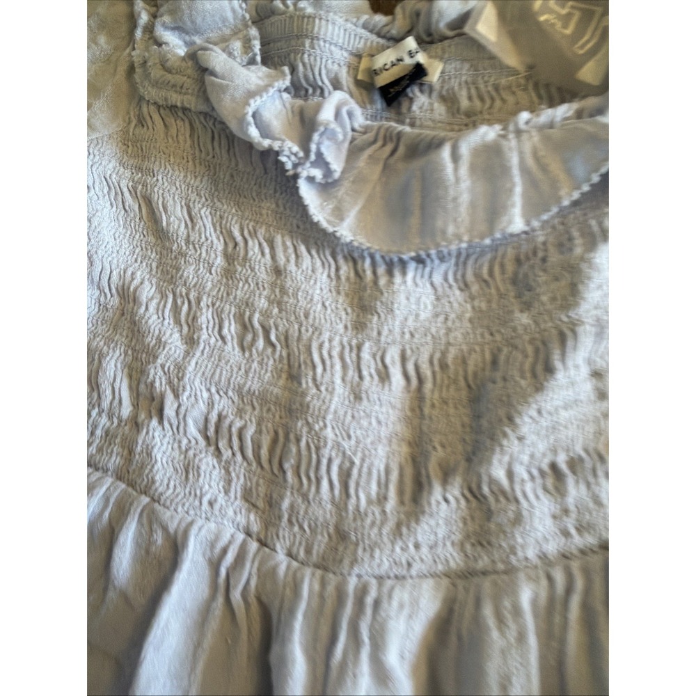 Festival American Eagle Periwinkle Blue Ruffled Boho Smocked Lace Top Size M - Picture 3 of 4